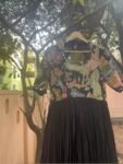 Hand-Painted Kalamkari Anarkali Dress with Dupatta: black Silk Embroidered Gown,Kalamkari Anarkali,black Kalamkari dress,hand embroidery usa