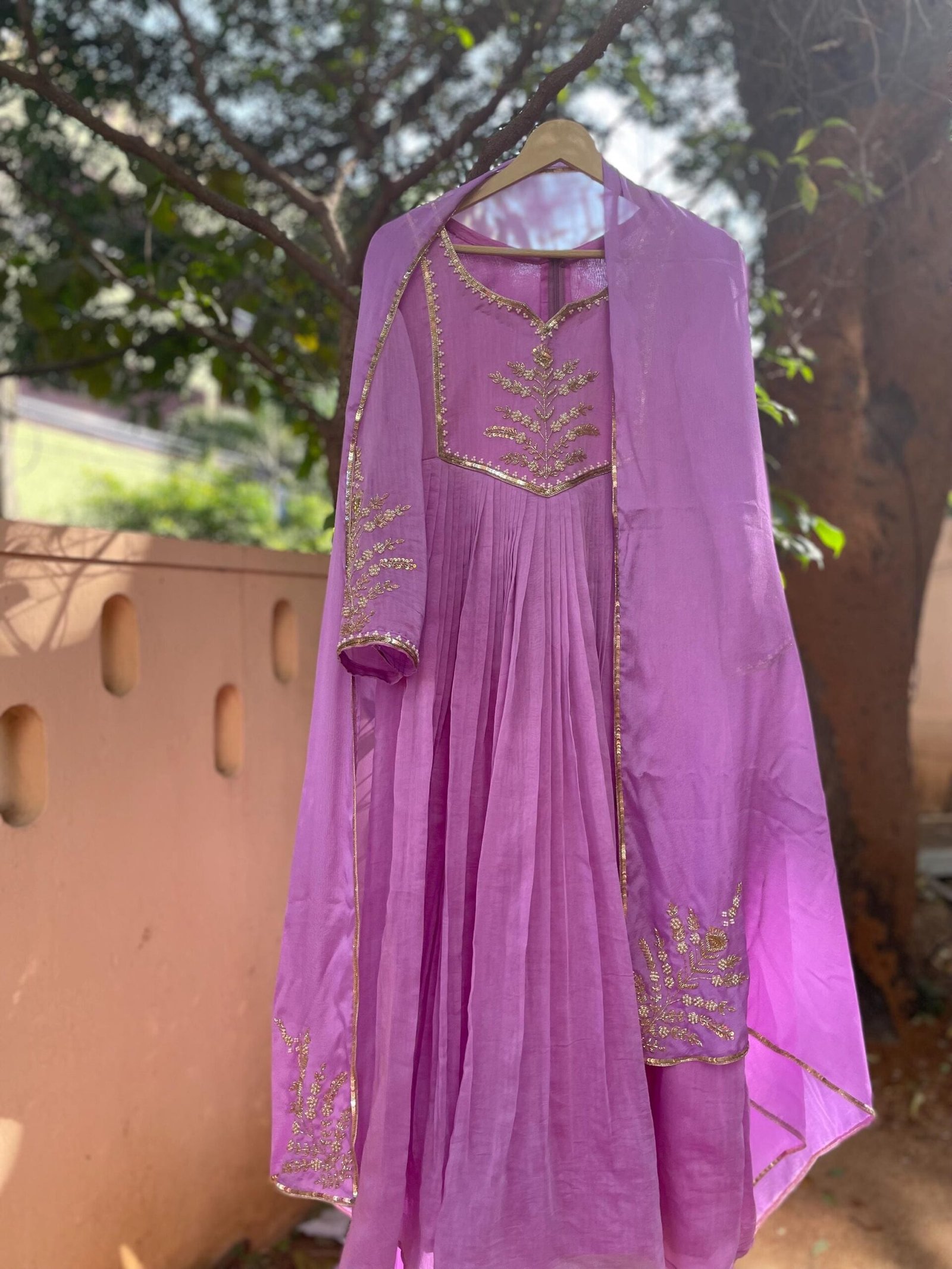 Hand Embroidered Anarkali Dress:lavender Indian Suit with Dupatta, hand work kurta with dupatta/Indian kurta set,blue kurta set,indian kurt