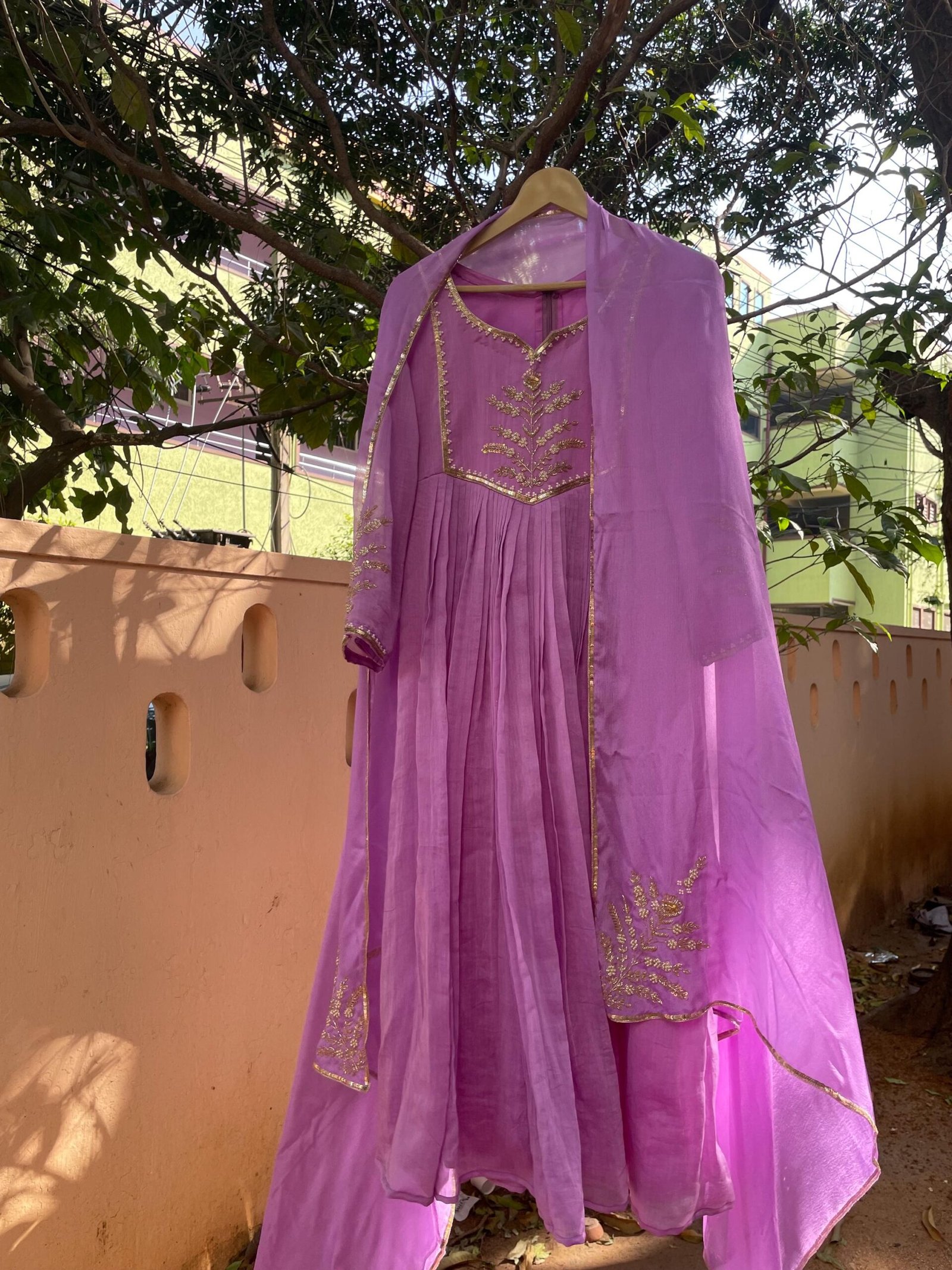 Hand Embroidered Anarkali Dress:lavender Indian Suit with Dupatta, hand work kurta with dupatta/Indian kurta set,blue kurta set,indian kurt