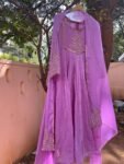 Hand Embroidered Anarkali Dress:lavender Indian Suit with Dupatta, hand work kurta with dupatta/Indian kurta set,blue kurta set,indian kurt