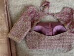 Pure silk hand embroidery blouse/saree maggam light pink blouse/wedding saree blouse/hand embroidered blouse/onion pink ready made blouse us