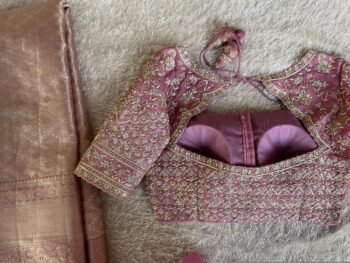 Pure silk hand embroidery blouse/saree maggam light pink blouse/wedding saree blouse/hand embroidered blouse/onion pink ready made blouse us