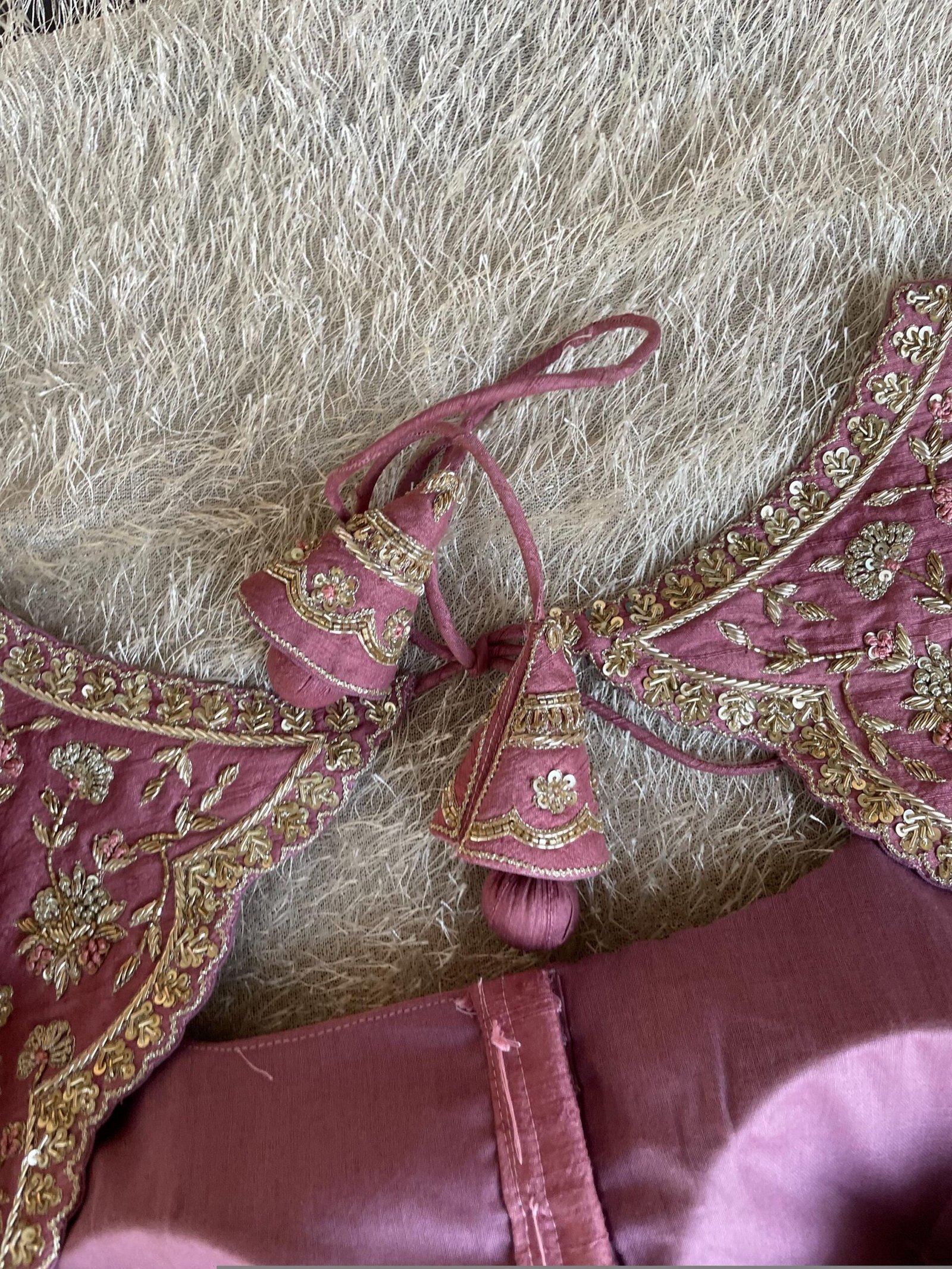 Pure silk hand embroidery blouse/saree maggam light pink blouse/wedding saree blouse/hand embroidered blouse/onion pink ready made blouse us