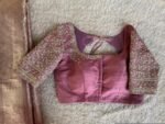Pure silk hand embroidery blouse/saree maggam light pink blouse/wedding saree blouse/hand embroidered blouse/onion pink ready made blouse us