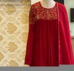 Anarkali suit usa/anarkali red kurta long sleeve/dark red sleeve anarkali/orange red anarkali/heavy hand embroidered anarkali with dupatta
