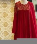 Anarkali suit usa/anarkali red kurta long sleeve/dark red sleeve anarkali/orange red anarkali/heavy hand embroidered anarkali with dupatta