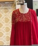 Anarkali suit usa/anarkali red kurta long sleeve/dark red sleeve anarkali/orange red anarkali/heavy hand embroidered anarkali with dupatta