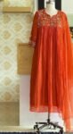 Anarkali suit usa/anarkali orange kurta long sleeve/3/4 sleeve anarkali/orange anarkali/heavy hand embroidered anarkali with dupatta set usa