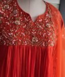 Anarkali suit usa/anarkali orange kurta long sleeve/3/4 sleeve anarkali/orange anarkali/heavy hand embroidered anarkali with dupatta set usa