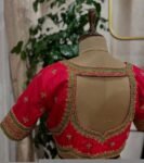 Hand Embroidered Pure Silk Bridal Blouse: Red Zardosi Maggam Work,red green blouse,red maggam blouse,plus size blouse,mix and match blouse