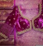 pure velvet hand embroidery blouse /modern saree maggam blouse/pink zardosi blouse / hand embroidered blouse/pink velvet ready made blouse