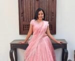 Women’s lehenga set/pink croptop lehenga/Indian crop top skirt USA/hand embroidered lehenga set dupatta/pink lehenga skirt/pink lehenga set