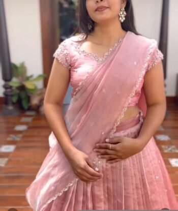 Women’s lehenga set/pink croptop lehenga/Indian crop top skirt USA/hand embroidered lehenga set dupatta/pink lehenga skirt/pink lehenga set