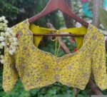 Handmade Pure Silk Bridal Blouse: Yellow Zardosi Embroidery, Maggam Work,heavy bridal blouse,wedding blouse,haldi blouse,yellow maggam blous