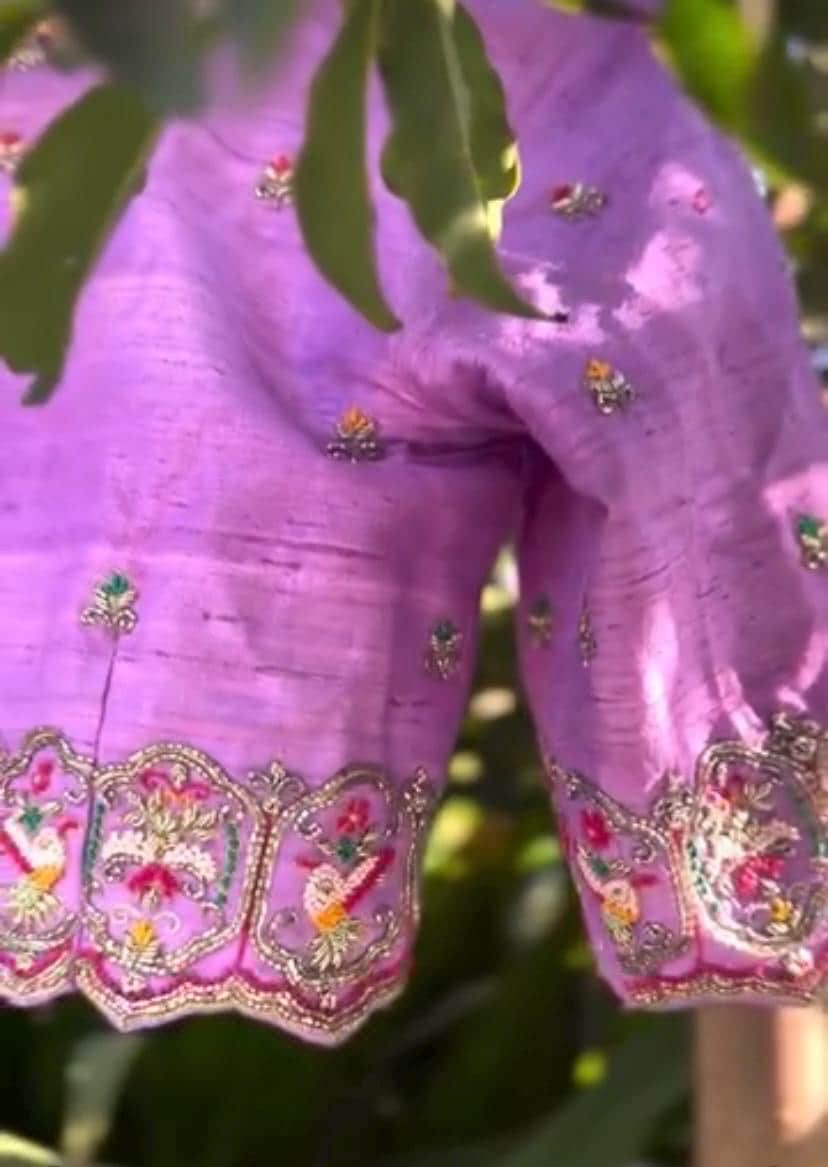 Lavender hand embroidery blouse/saree maggam work blouse/hand embroidery saree blouse/hand embroidered blouse/lavender ready made blouse usa