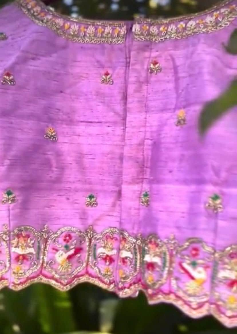Lavender hand embroidery blouse/saree maggam work blouse/hand embroidery saree blouse/hand embroidered blouse/lavender ready made blouse usa