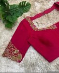Hand Embroidered Pure Silk Bridal Blouse: Red Zardosi Maggam Work,red handwork blouse,mix and match blouse,plus size blouse,wedding blouse