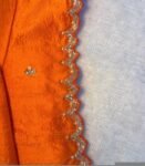 Orange silk hand embroidery blouse/orange saree maggam blouse/orange saree blouse/simplehand embroidered blouse/orange ready made blouse zar