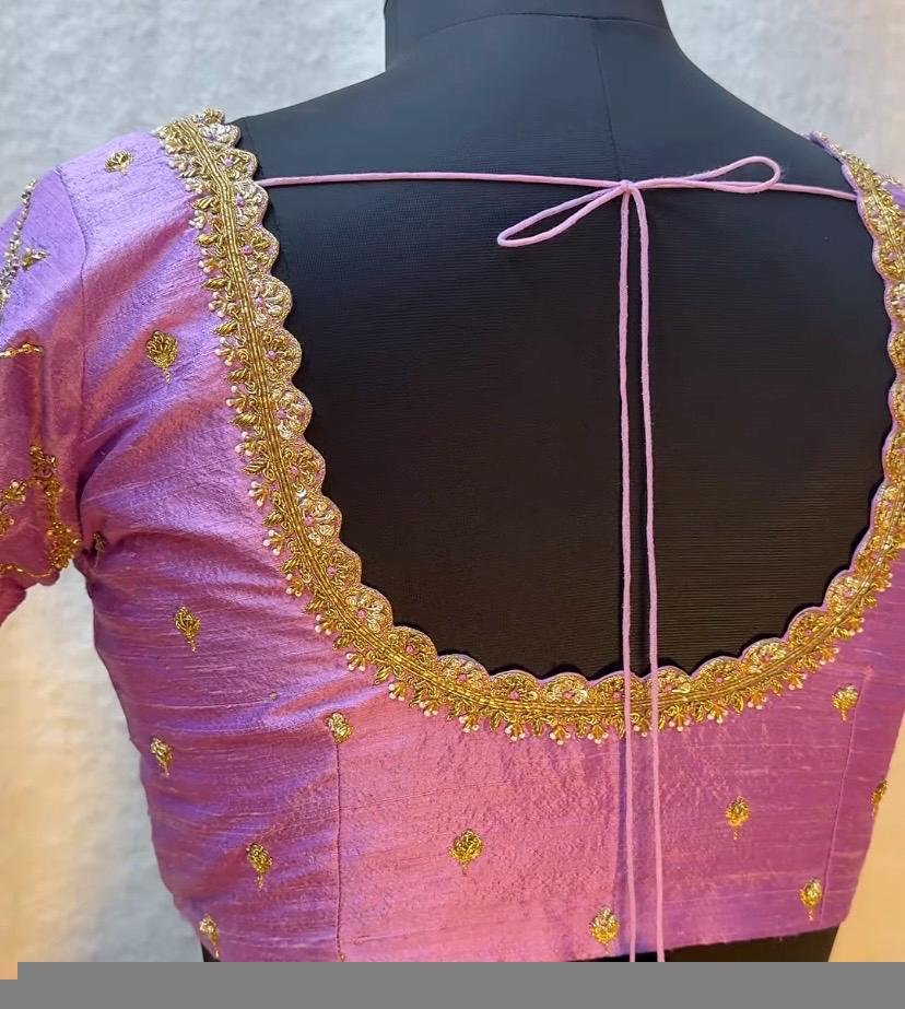 Lavender hand embroidery blouse/saree maggam work blouse/hand embroidery saree blouse/hand embroidered blouse/lavender ready made blouse usa