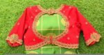 pure silk red hand embroidery blouse/saree maggam blouse/raw silk zardosi blouse/red hand embroidered blouse/ready made kund blouse zardosi