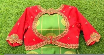 pure silk red hand embroidery blouse/saree maggam blouse/raw silk zardosi blouse/red hand embroidered blouse/ready made kund blouse zardosi