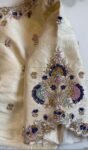 pure silk hand embroidery blouse/modern saree maggam blouse/cream zardosi blouse/multi hand embroidered blouse/off white ready made blouse