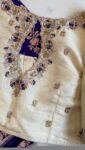 pure silk hand embroidery blouse/modern saree maggam blouse/cream zardosi blouse/multi hand embroidered blouse/off white ready made blouse