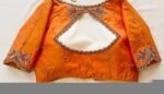 Orange silk hand embroidery blouse/orange saree maggam blouse/orange saree blouse/simplehand embroidered blouse/orange ready made blouse zar