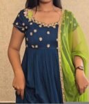 Blue Anarkali suit usa/anarkali kurta shirt sleeve/ blue anarkali with dupatt/shortsleeve dress anarkali/Indian dresses/blue Indian anarkali