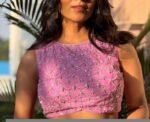 Lavender Silk Lehenga Set: Hand Embroidered Crop Top, Indian Wedding Outfit,lavender lehenga, crop top lehenga,tissue lehenga,crop top skirt