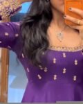 Hand embroidered Anarkali with dupatta/purple anarkali suit set/chinnon silk anarkali dupatta USA/Indian dresses/anarkali dress with dupatta