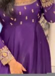 Hand embroidered Anarkali with dupatta/purple anarkali suit set/chinnon silk anarkali dupatta USA/Indian dresses/anarkali dress with dupatta