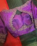Lavender Hand Embroidered Silk Blouse: Zardosi Maggam Work, lavender tissue blouse,lavender blouse,maggam blouse, mix and match blouse usa