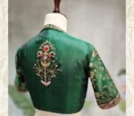 pure silk hand embroidery blouse/green saree maggam blouse/raw silk banarasizardosi blouse/hand embroidered blouse/ready made blouse zardosi