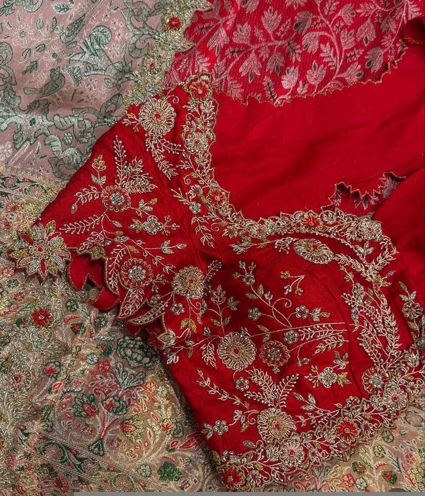 pure silk hand embroidery blouse/red heavy maggam blouse/red zardosi blouse/wedding hand embroidered blouse/bridal ready made blouse USA