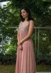 Pink Anarkali suit usa/light pink anarkali kurta/ sleeveless anarkali/blue hand embroidered dress/Wedding outfit/pin kurta hand work anarkal