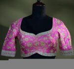 pure silk hand embroidery bridal blouse/maggam blouse/pink bridal work blouse/pink hand embroidered blouse/heavy embroidery wedding blouse