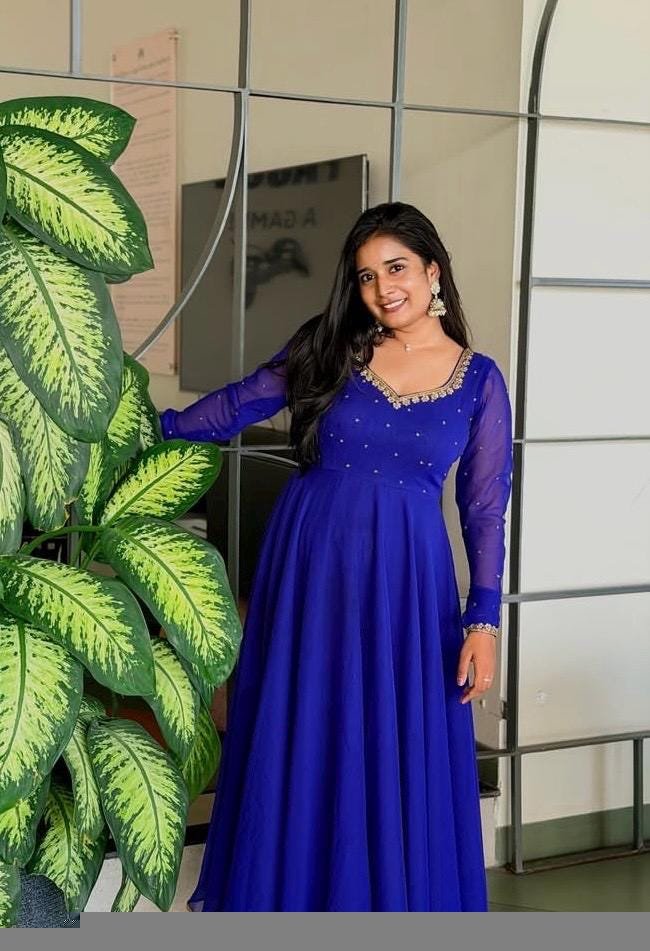 Blue Anarkali suit usa/anarkali kurta full sleeve/roya blue full sleeve anarkali/full sleeve dress anarkali/Indian dresses/Indian anarkali