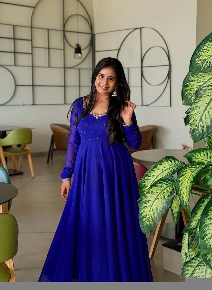 Blue Anarkali suit usa/anarkali kurta full sleeve/roya blue full sleeve anarkali/full sleeve dress anarkali/Indian dresses/Indian anarkali
