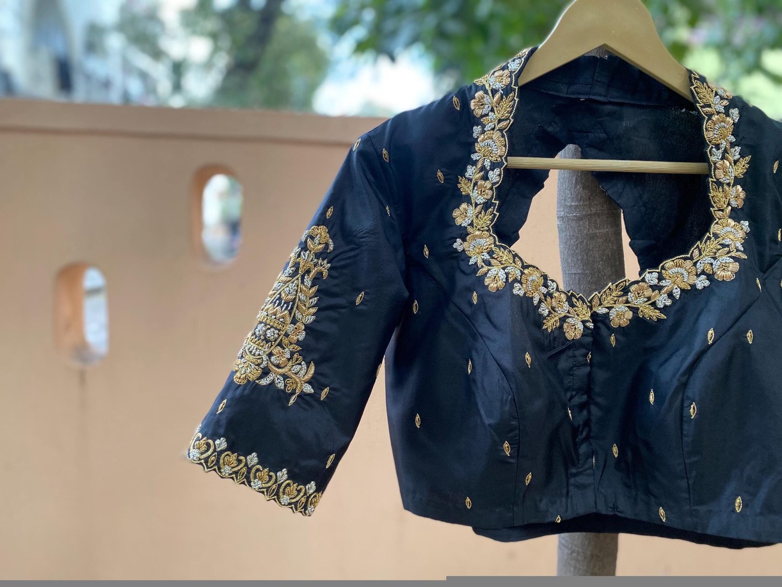 pure silk hand embroidery blouse/ saree maggam blouse/black zardosi blouse /hand embroidered moderblouse/black ready made blouse zardosi usa