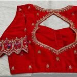 Hand Embroidered Pure Silk Bridal Blouse: Red Zardosi Maggam Work,red handwork blouse,mix and match blouse,plus size blouse,wedding blouse