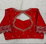 Hand Embroidered Pure Silk Bridal Blouse: Red Zardosi Maggam Work,red handwork blouse,mix and match blouse,plus size blouse,wedding blouse