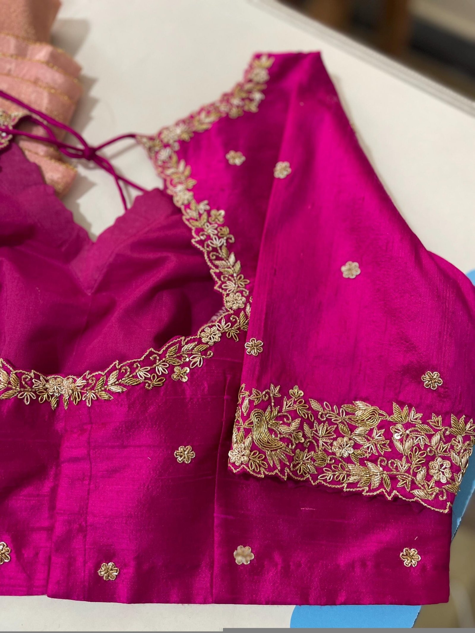 pure silk hand embroidery blouse/pink maggam blouse/silk zardosi blouse/hand embroidered blouse/ready made blouse zardosi/handwork blouse