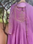Hand Embroidered Anarkali Dress:lavender Indian Suit with Dupatta, hand work kurta with dupatta/Indian kurta set,blue kurta set,indian kurt