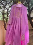 Hand Embroidered Anarkali Dress:lavender Indian Suit with Dupatta, hand work kurta with dupatta/Indian kurta set,blue kurta set,indian kurt