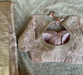 Pure silk hand embroidery blouse/saree maggam light pink blouse/wedding saree blouse/hand embroidered blouse/onion pink ready made blouse us