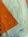 Traditional border silk saree with stitched blouse|traditional saree with readymade blouse/silk sarees USA/semi silk saree/orange blue saree