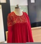 Anarkali suit usa/anarkali red kurta long sleeve/dark red sleeve anarkali/orange red anarkali/heavy hand embroidered anarkali with dupatta