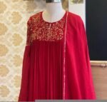 Anarkali suit usa/anarkali red kurta long sleeve/dark red sleeve anarkali/orange red anarkali/heavy hand embroidered anarkali with dupatta