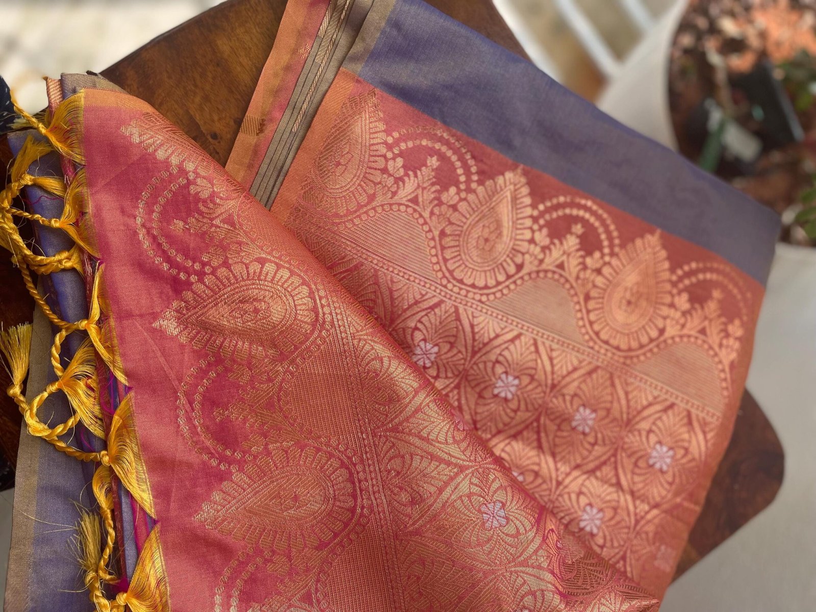 Traditional border silk saree with stitched blouse|traditional saree with readymade blouse/silk sarees USA/semi silk saree us/lavender saree